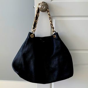 Mark & Graham Black Handbag With Gold Tone and Black Handle.